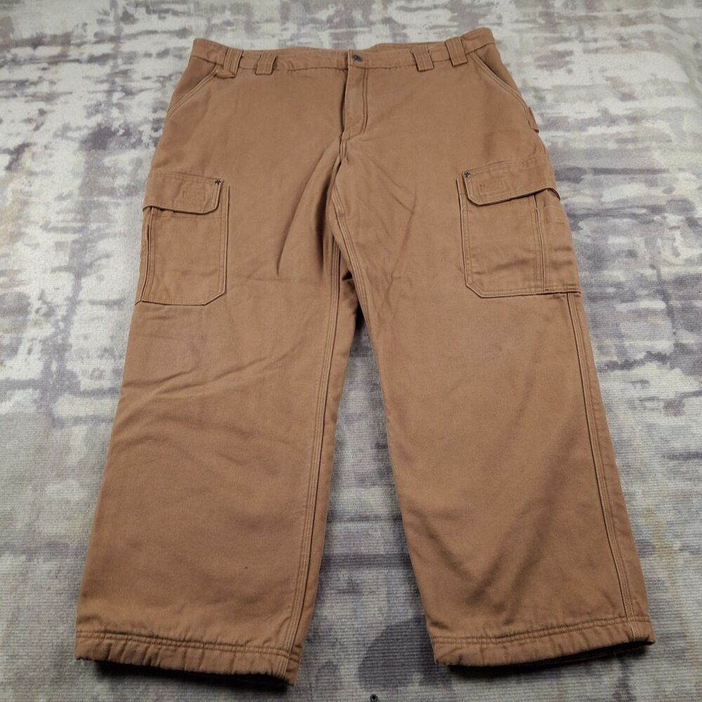 Duluth Trading Co Fleece Lined Pants Mens 44x30 Relaxed Fit Fire Hose Brown...